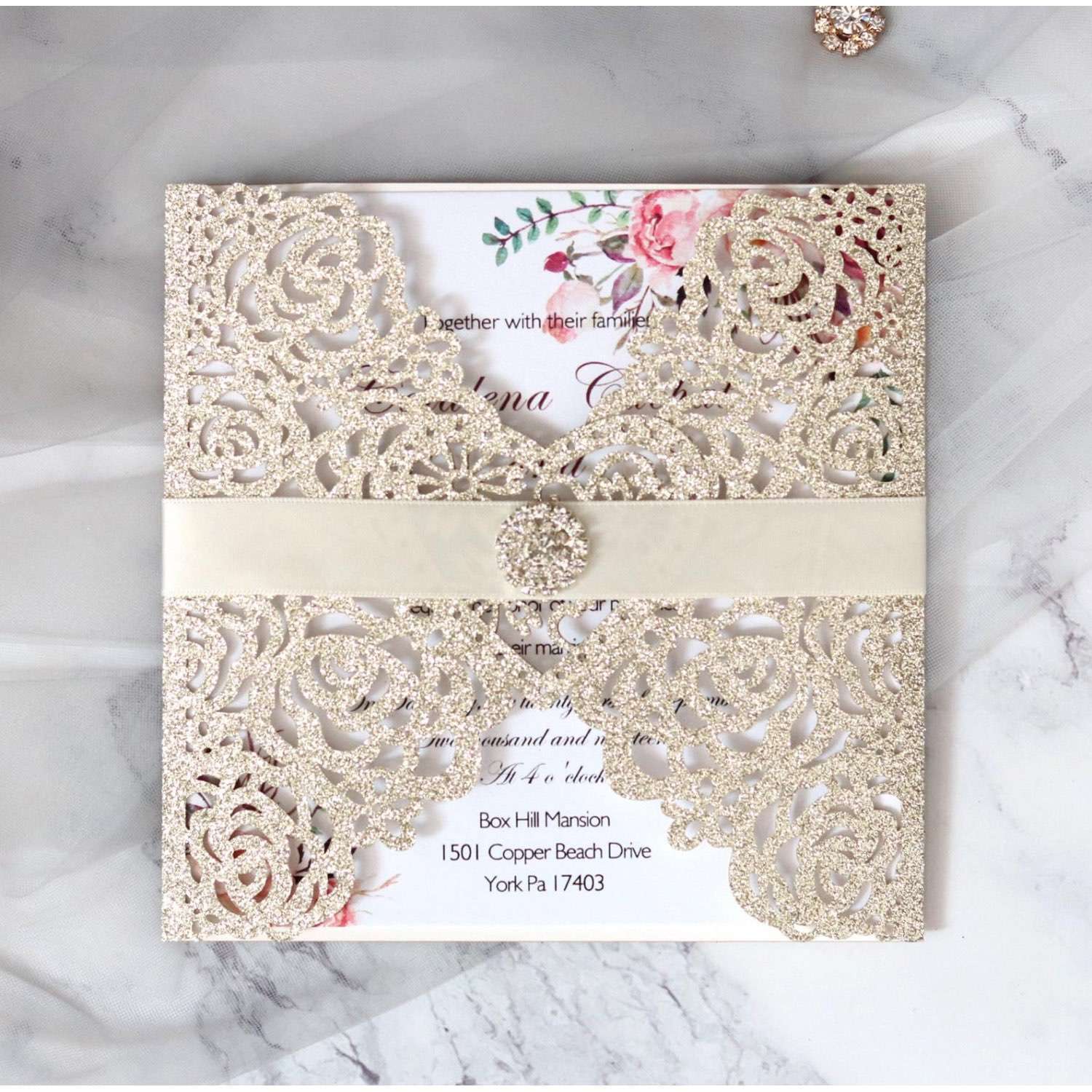 Glitter Invitation Latest Wedding Invitation Card Heart-shaped Card Greeting Card